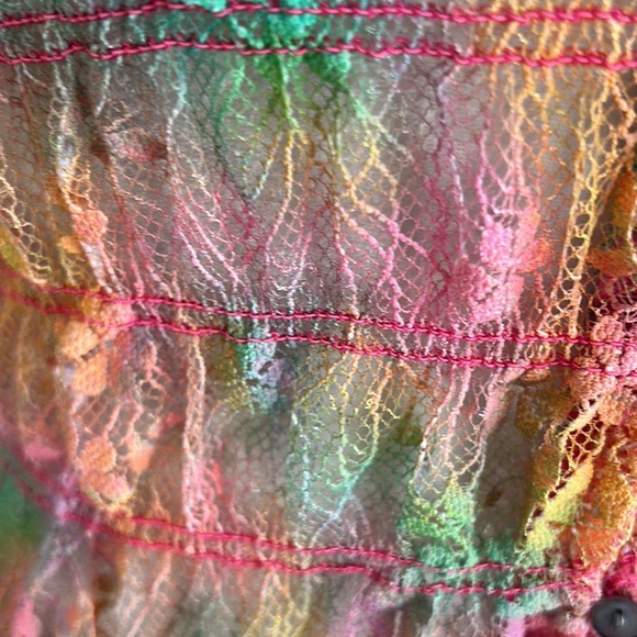 NWOT Free People Julie Printed Lace Mesh Crop Top in Tropical Sunset Combo - S - Picture 12 of 15